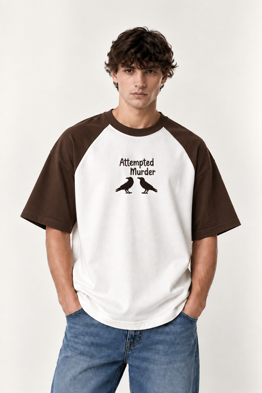 Attempted Murder Embroidered Raglan Tee