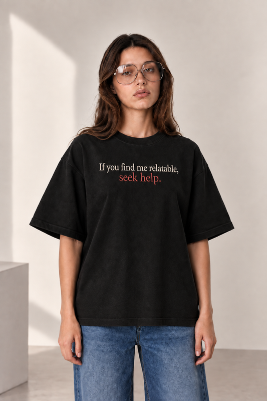 Self-Aware Embroidered Oversized Tee