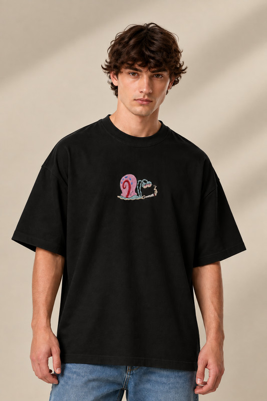 Snail Pace Embroidered Oversized Tee