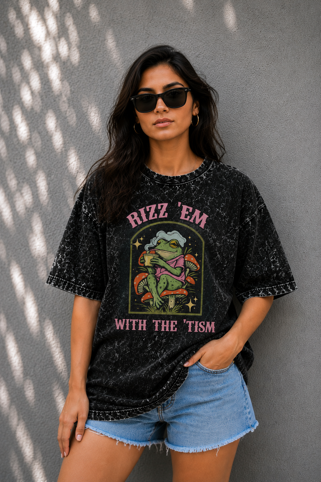 Rizz 'Em – Acid Wash Oversized Tee