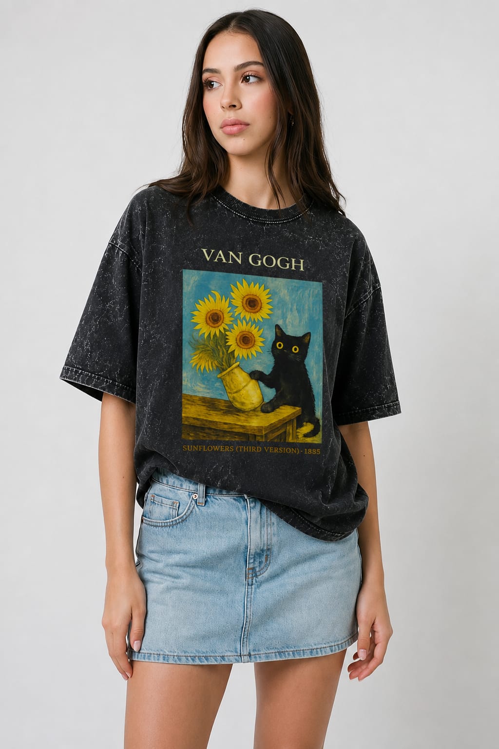 Van Gogh Acid Washed Oversized Tee