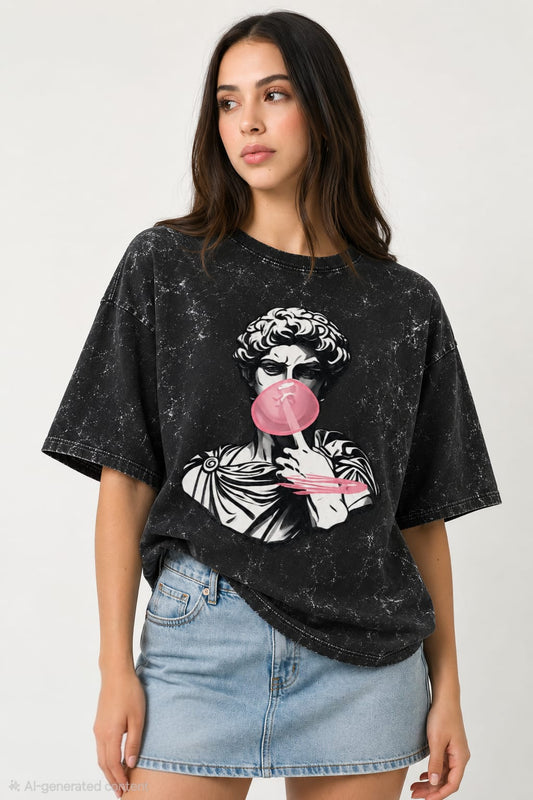Bubble Caesar Acid Wash Oversized Tee