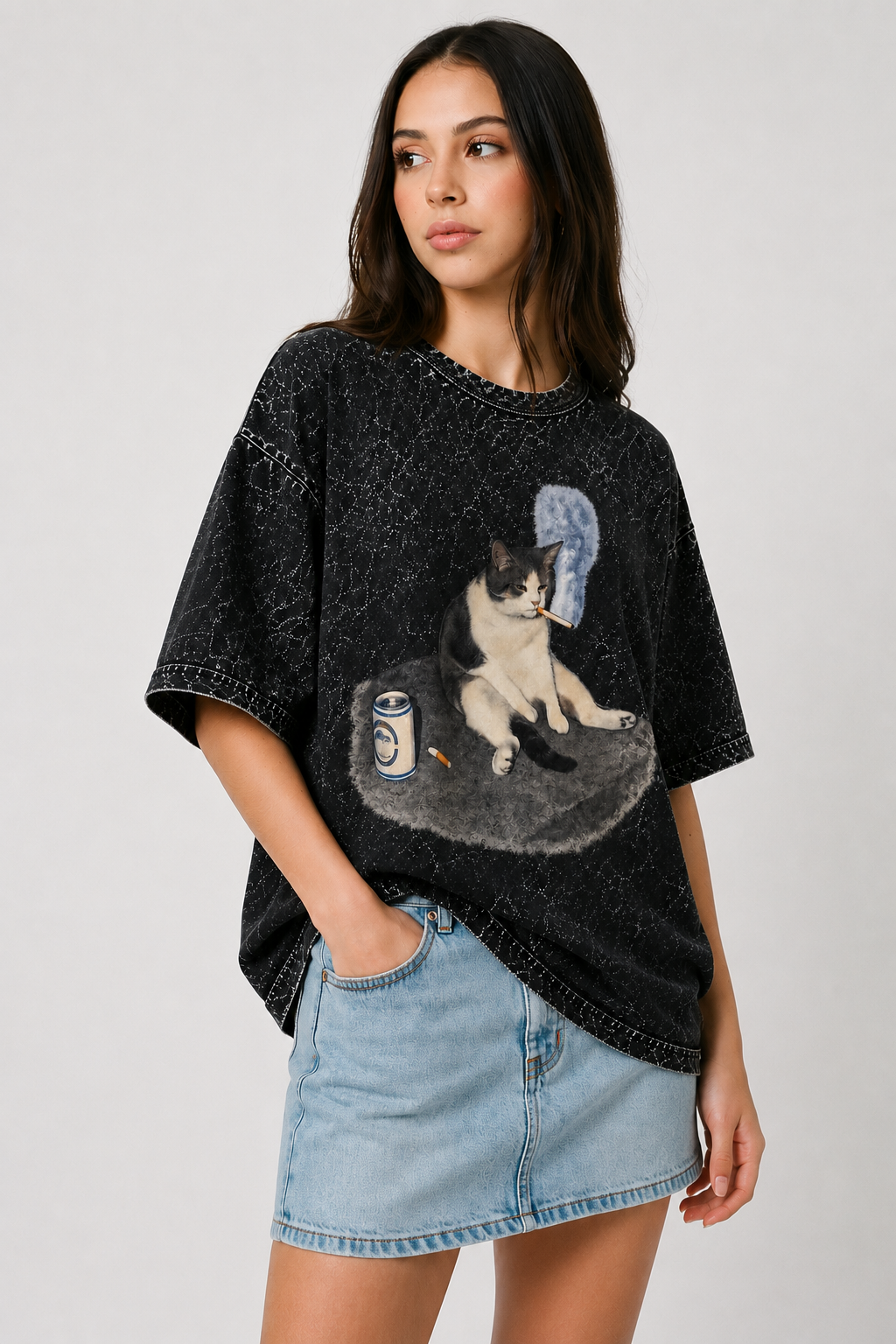 Mood: Don’t Ask-Acid Wash Oversized tee
