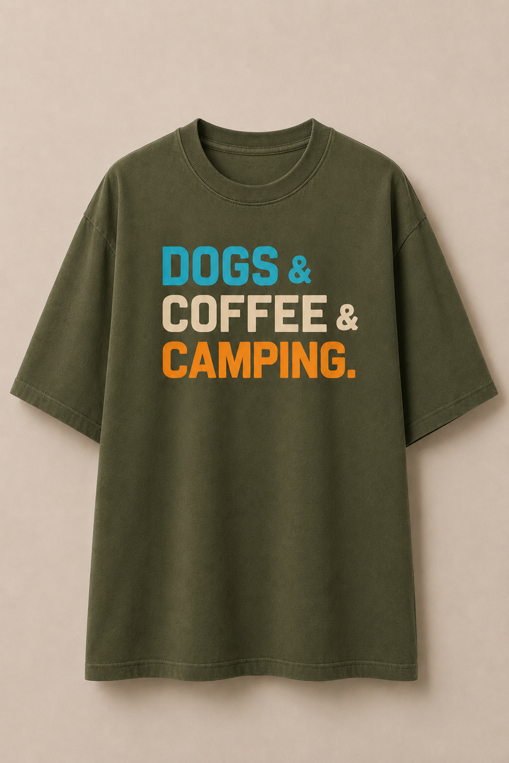 Dog, Coffee & Camping-Oversized Tee