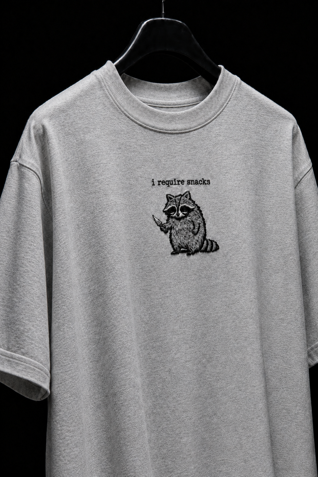 I require snack- Embroidery Oversized tee
