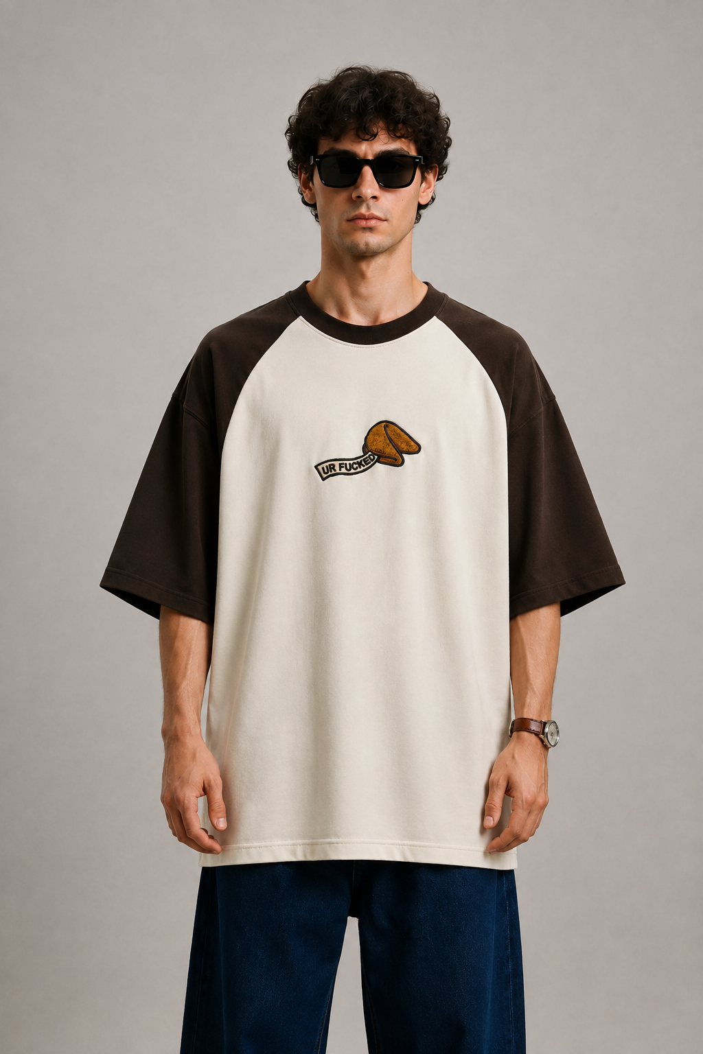 F*cked Fortune-Embroidered Raglan Tee