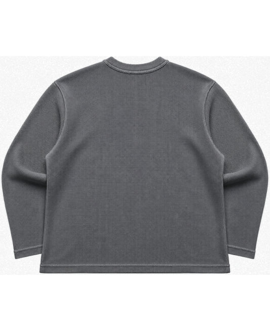 Acidwash waffle knit oversized full-sleeve Back Design