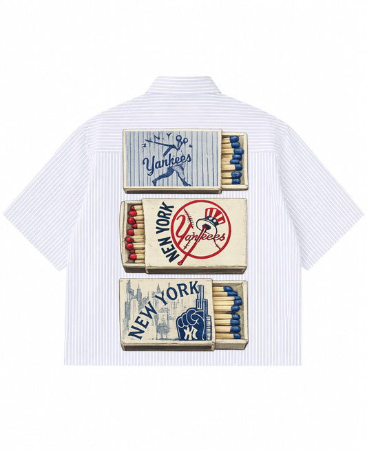 Blue Striped Oxford Boxy Shirt Back Design