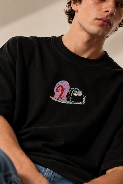 Snail Pace Embroidered Oversized Tee