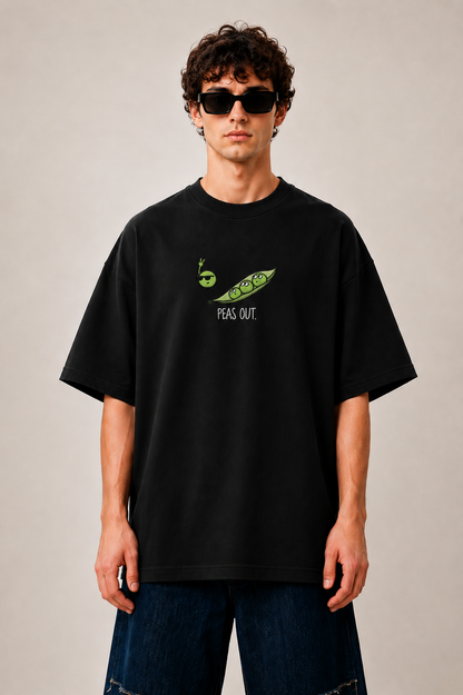Peas Out — Embroidered Oversized Tee