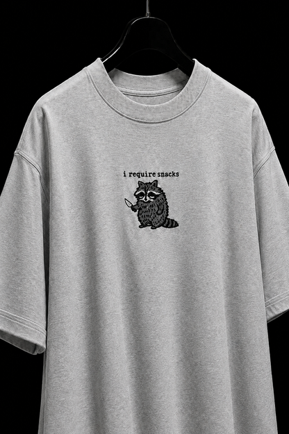 I require snack- Embroidered Oversized tee