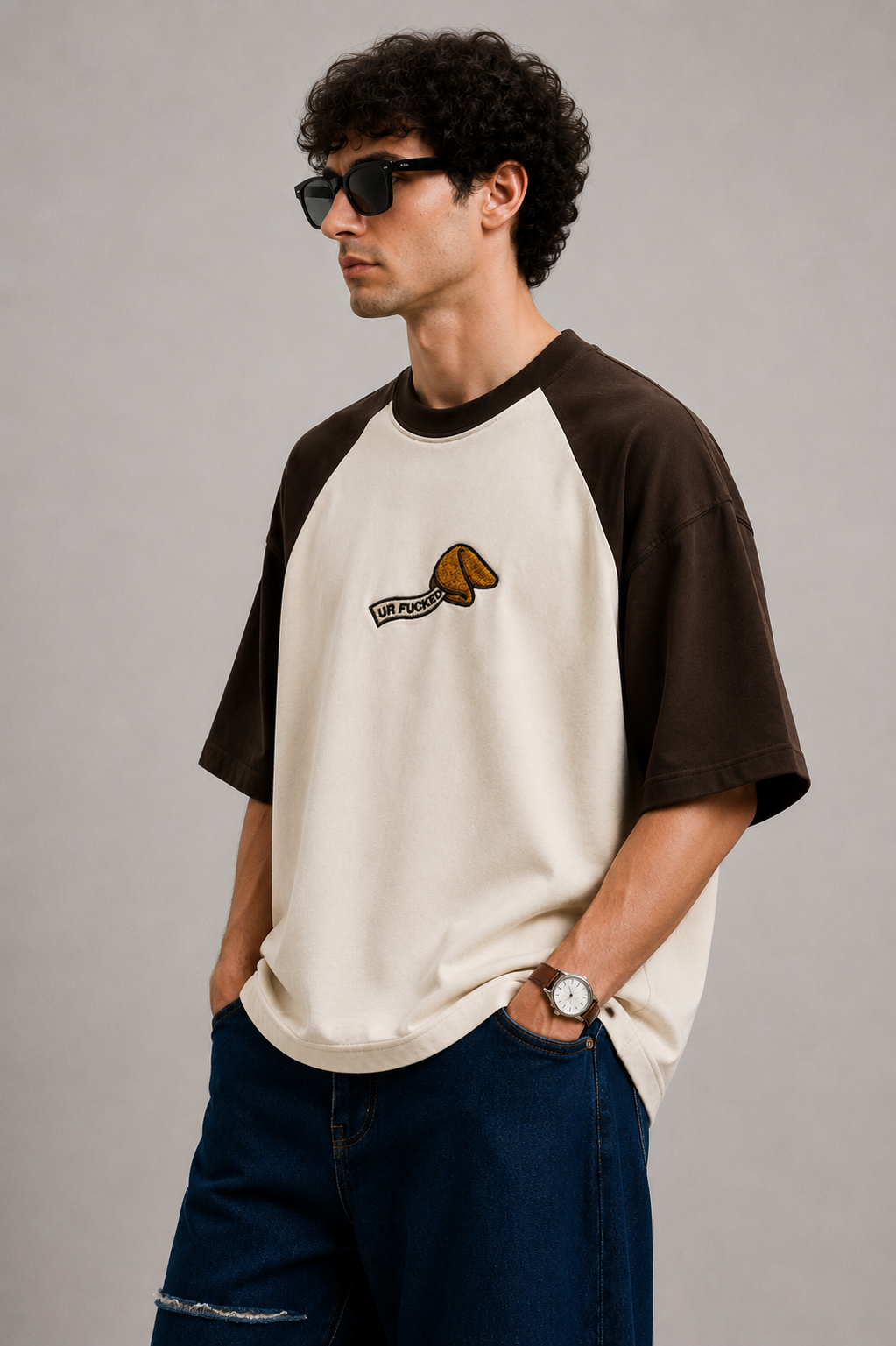 F*cked Fortune-Embroidered Raglan Tee