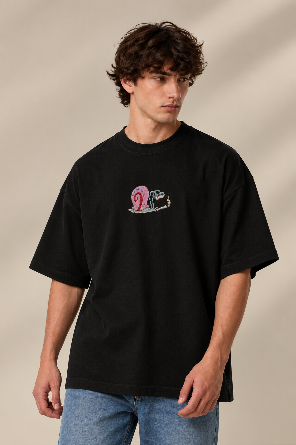 Snail Pace Embroidered Oversized Tee