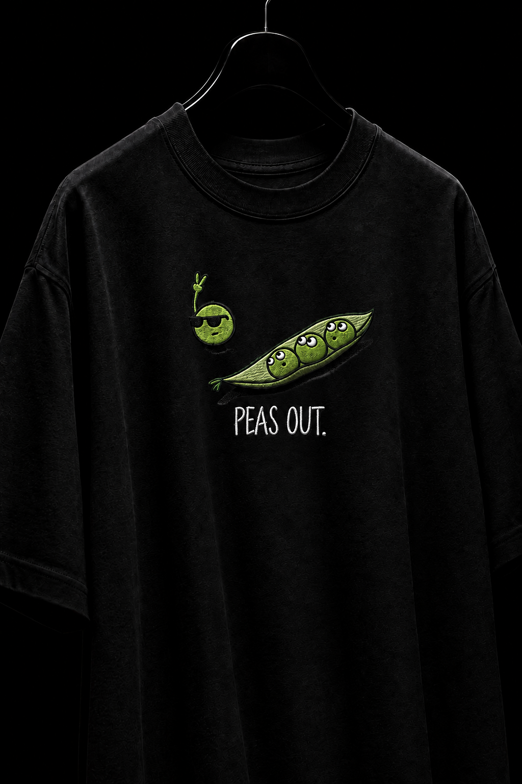 Peas Out — Embroidered Oversized Tee