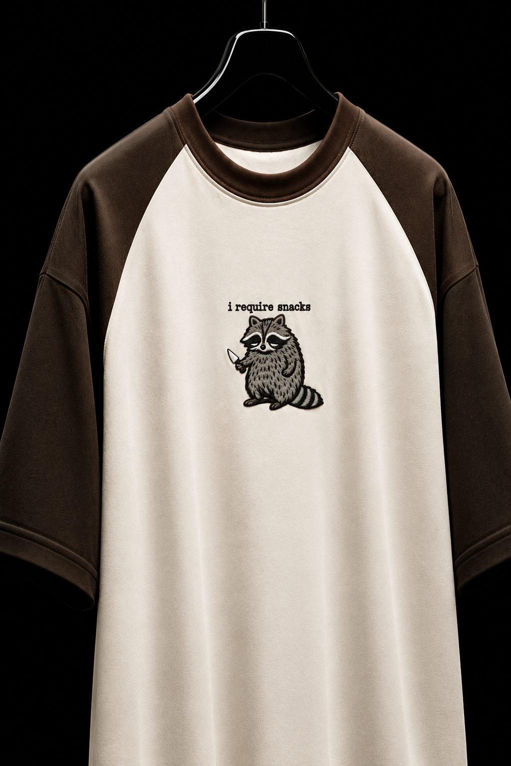 I require snack Embroidered Raglan Tee
