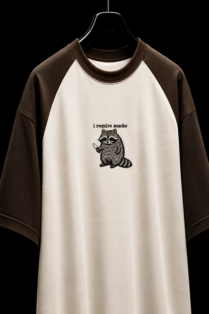 I require snack Embroidered Raglan Tee