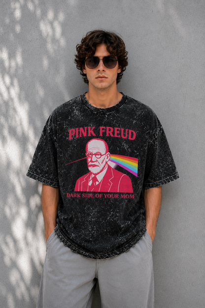 Pink Freud Oversized Acid Wash Tee