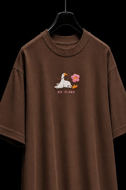 No Plans-Embroidered Oversized Tee