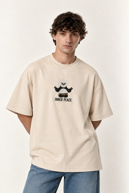 Inner Peace Panda Oversized Embroidered Tee