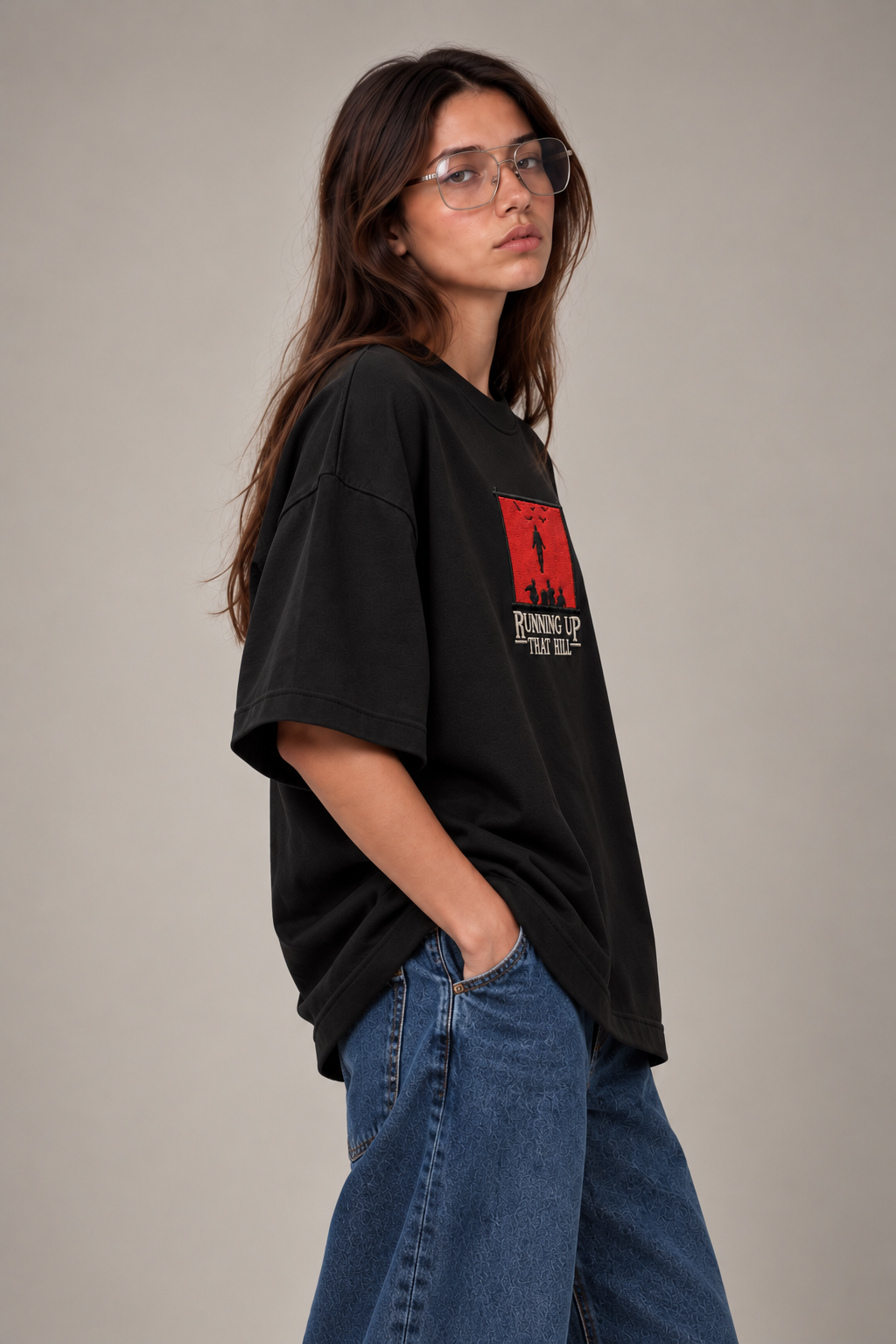 Running Up That Hill Oversized Embroidered Tee