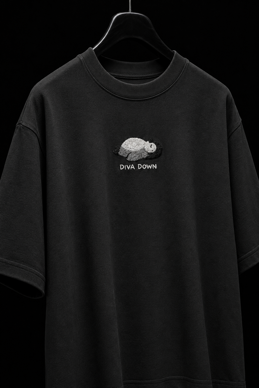 Diva Down- Embroidered Oversized Tee