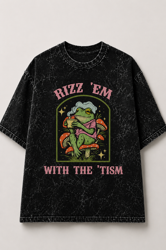 Rizz 'Em – Acid Wash Oversized Tee