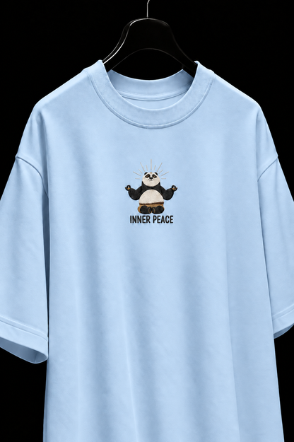 Inner Peace Panda Oversized Embroidered Tee