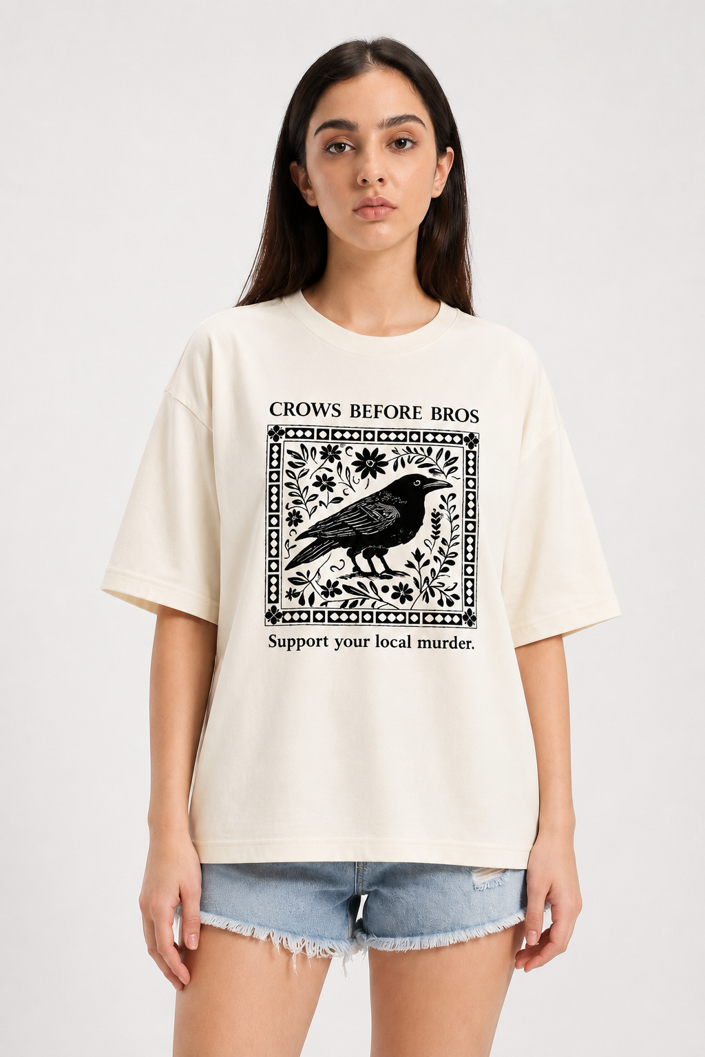 Crows Before Bros-Oversized Tee