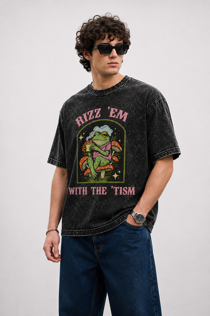Rizz 'Em – Acid Wash Oversized Tee