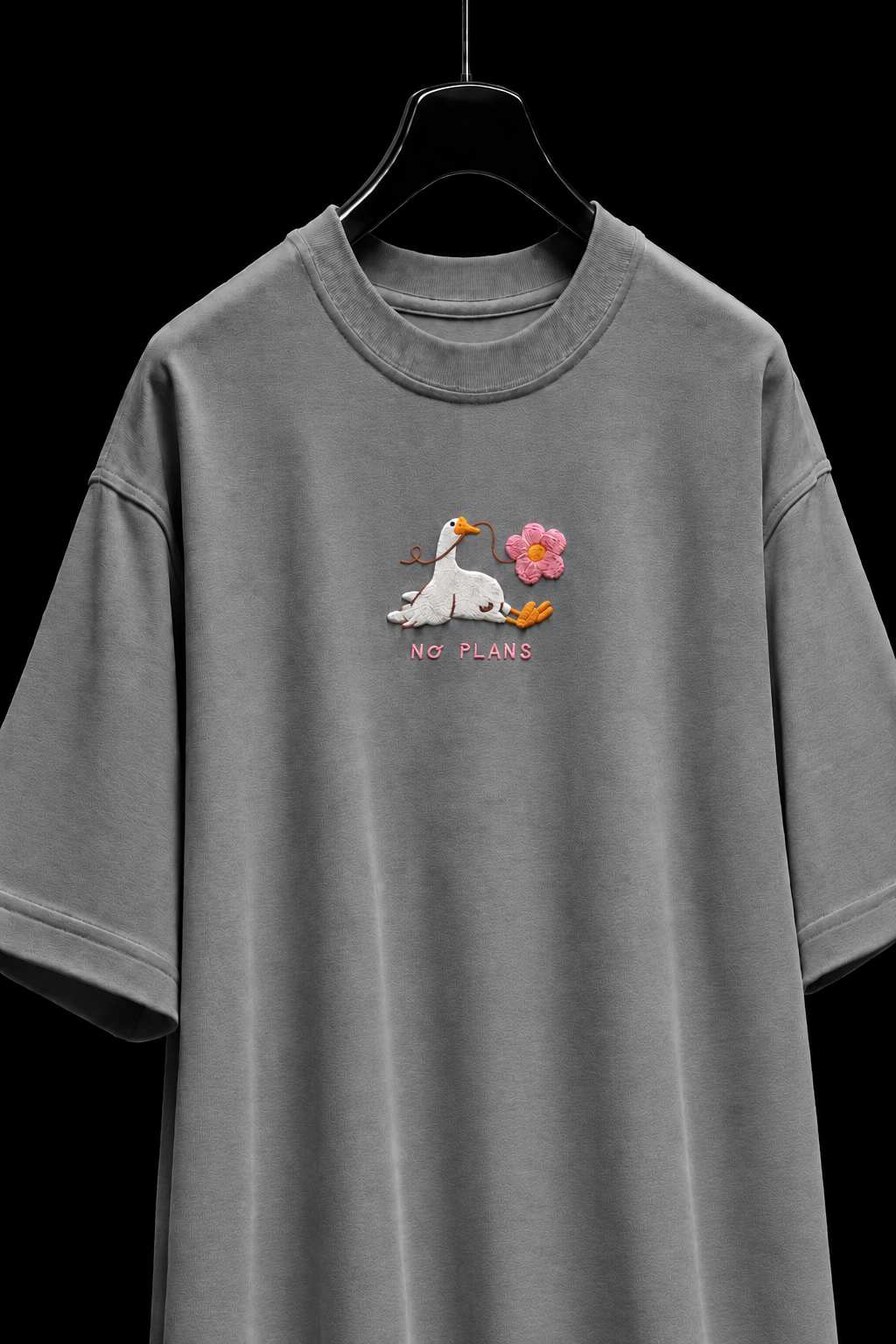 No Plans-Embroidered Oversized Tee