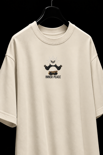 Inner Peace Panda Oversized Embroidered Tee