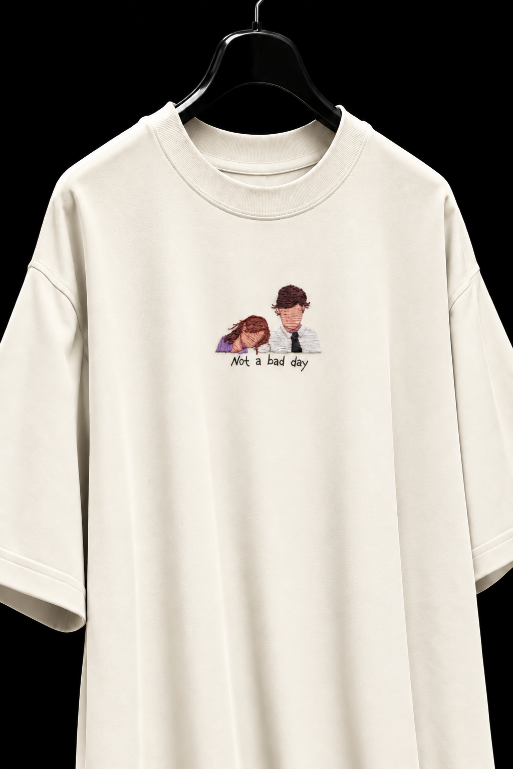 Jim & Pam Embroidered Oversized Tee