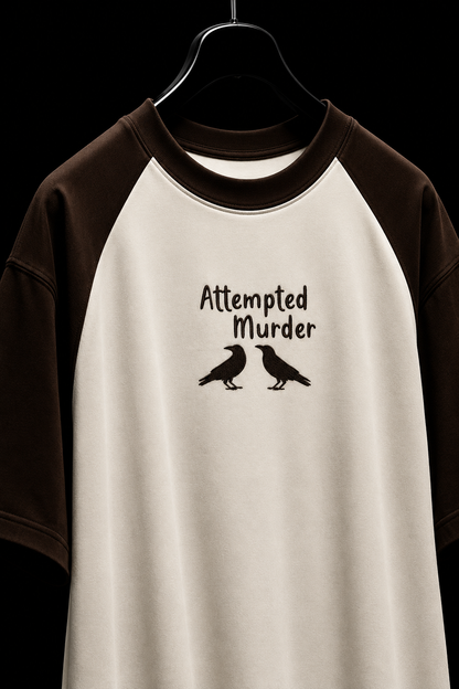 Attempted Murder Embroidered Raglan Tee