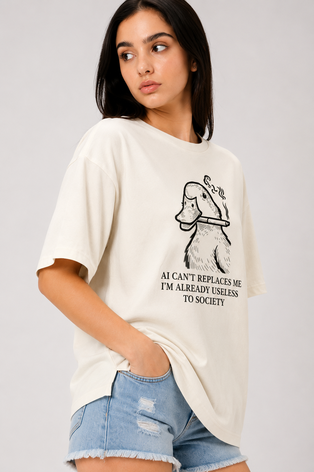 AI Can't Replaces Me-Oversized Tee