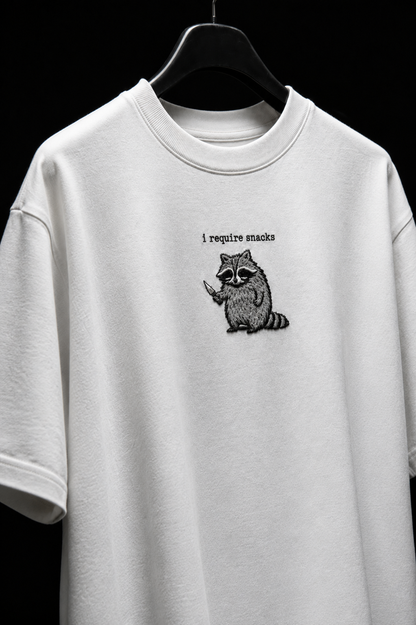 I require snack- Embroidery Oversized tee