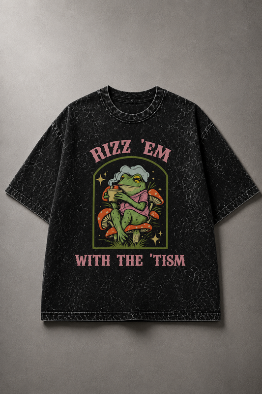Rizz 'Em – Acid Wash Oversized tee
