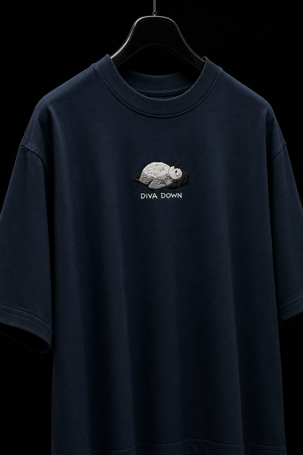 Diva Down- Embroidered Oversized Tee