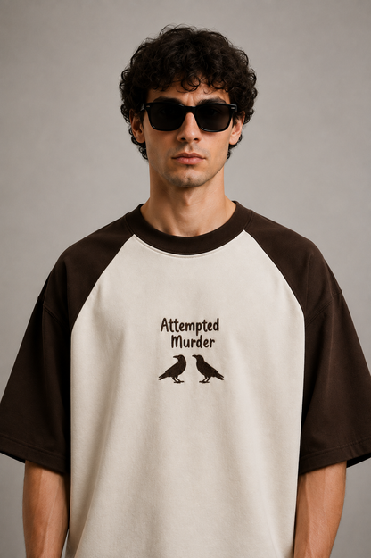 Attempted Murder Embroidered Raglan Tee