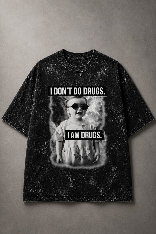 I Don't Do Drugs Oversized Acid Wash Tee