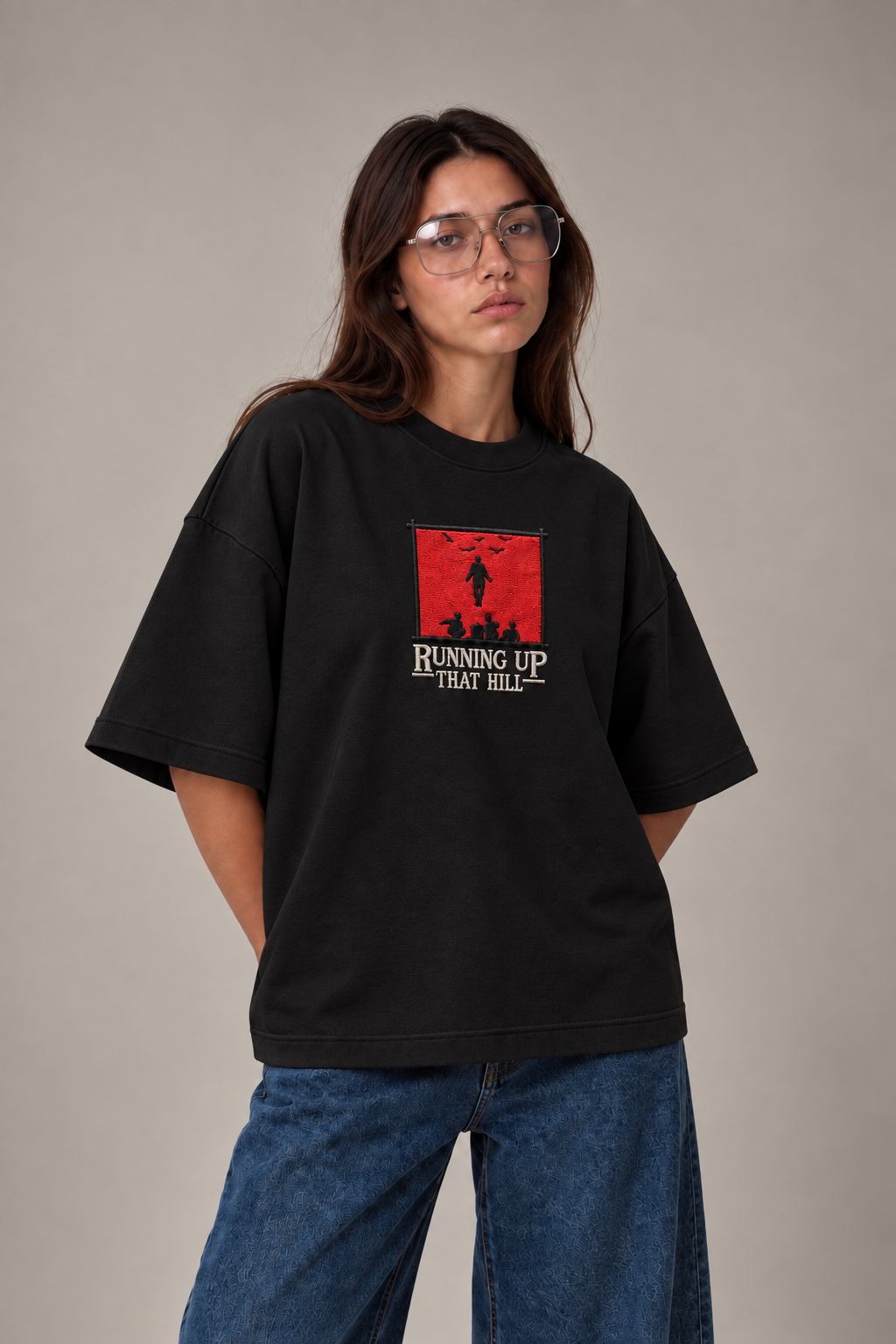 Running Up That Hill Oversized Embroidered Tee