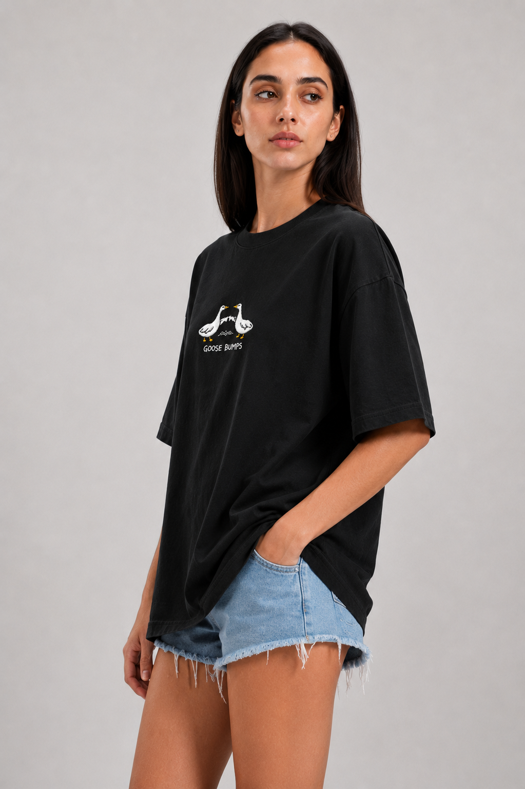 Goose Bumps- Embroidered Oversized Tee