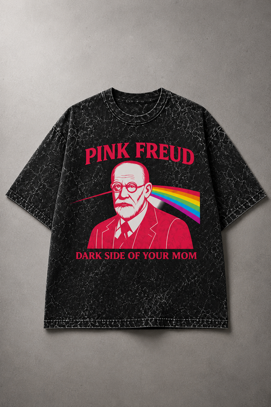 Pink Freud Oversized Acid Wash Tee