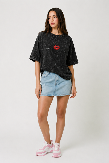 Wake up barbie-Acid Washed Oversized Tee