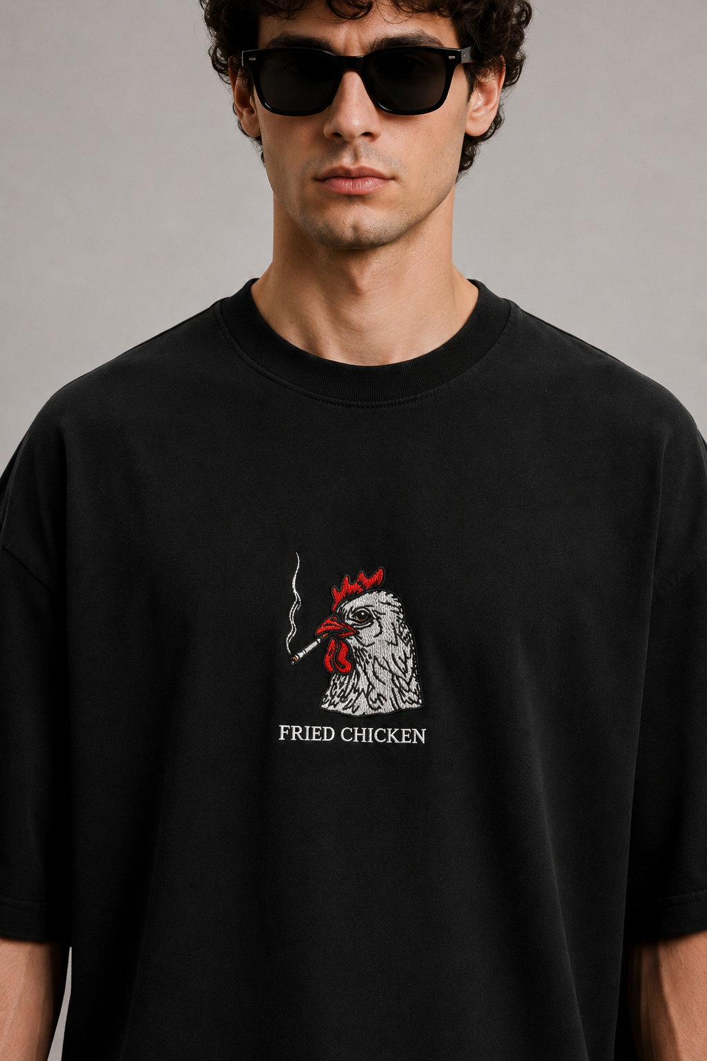 Fried Chicken- Embroidered Oversized tee