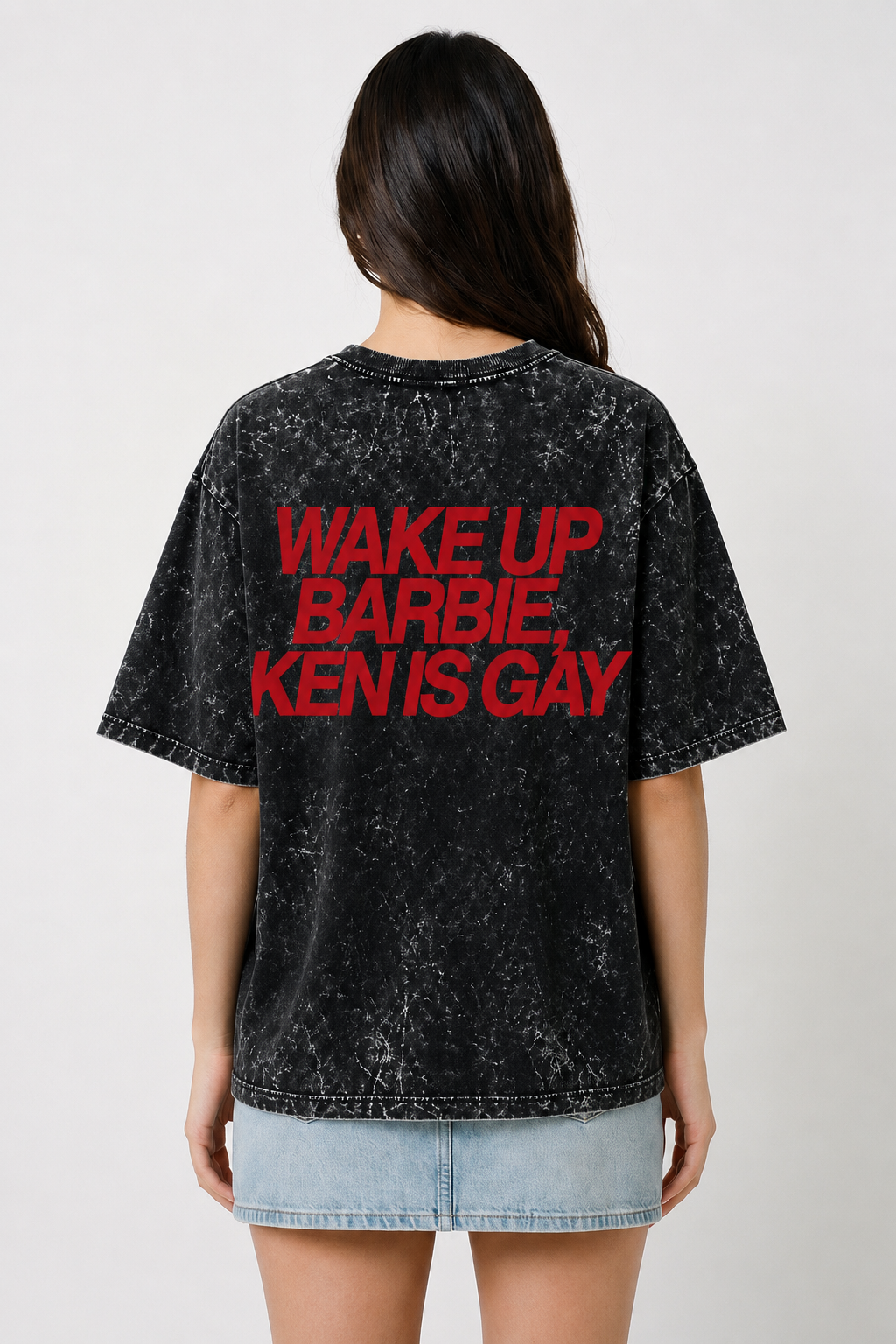 Wake up barbie-Acid Washed Oversized Tee