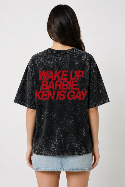 Wake up barbie-Acid Washed Oversized Tee