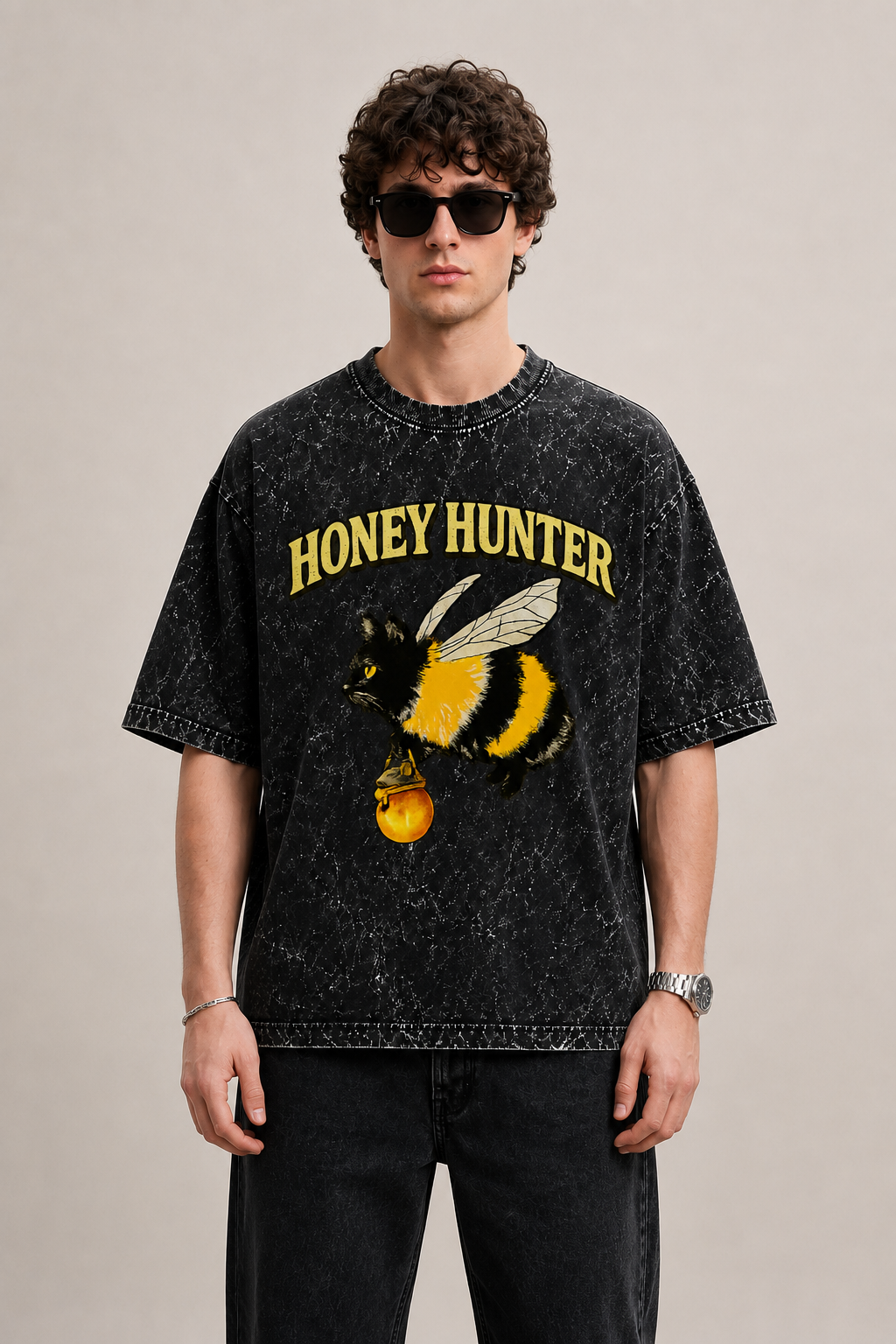 Honey Hunter Acid Washed Oversized Tee