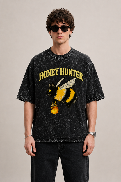 Honey Hunter Acid Washed Oversized Tee