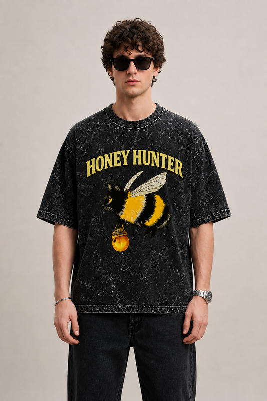 Honey Hunter Acid Washed Oversized Tee
