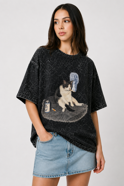 Mood: Don’t Ask-Acid Wash Oversized tee